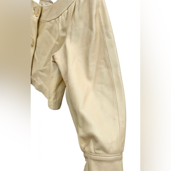 NWT KENZIE Shimmer Yellow Gold Lambskin Leather Jacket Sz 8 Bolero $1290 - Picture 8 of 9